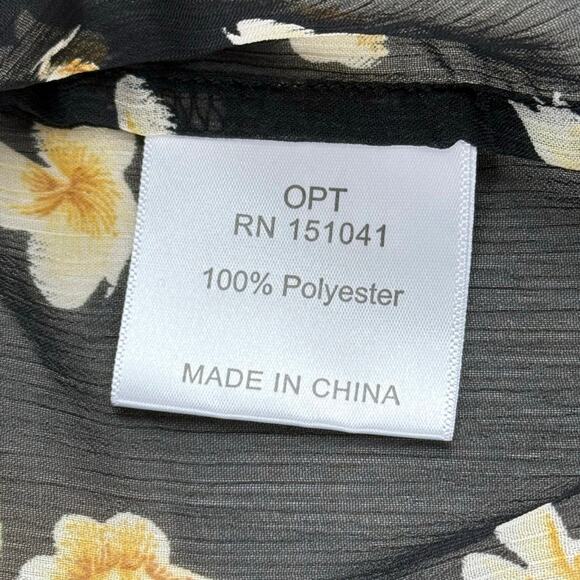 NWT o.p.t. Black Sheer Floral Ruched Mock Neck S Blouse MSRP $128 Cottagegoth - Picture 7 of 8